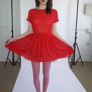 L'ecole Des Femmes Red Bavarian Dress Medium Like New